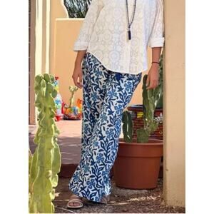 PAX PHILOMENA Isadora Floral Batik Wide Leg Drawstring Lounge Pants Sz XS NWT